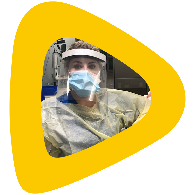 Nurse wearing a faceshield